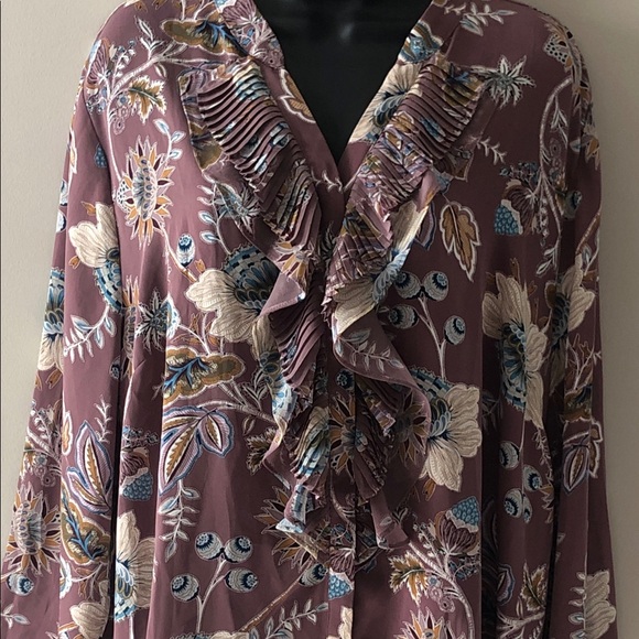 Chico's Elegant Floral Fabric in Brown and Blue - Picture 6 of 10